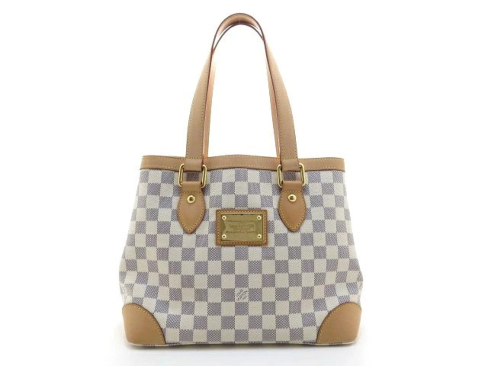 LOUIS VUITTON Bag Hampstead Damier Azur White